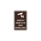 Portrait Round Property Under 24 HR Video Surveillance Sign with Adhesive Tape, Mounts On Any Surface, Weather Resistant