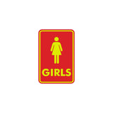 Signs ByLITA Portrait Round Girls (female bathroom icon) Sign with Adhesive Tape, Mounts On Any Surface, Weather Resistant, Indoor/Outdoor Use