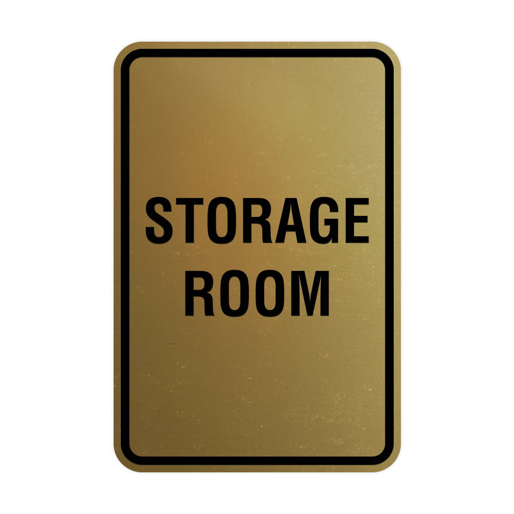 Brushed Gold Portrait Round Storage Room Sign