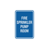 Portrait Round Fire Sprinkler Pump Room Sign with Adhesive Tape, Mounts On Any Surface, Weather Resistant