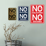 Portrait Round No Soliciting No Excuses Wall or Door Sign