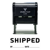 Black SHIPPED By Date Self Inking Rubber Stamp