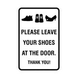 Portrait Round Please leave your shoes at the door thank you Sign with Adhesive Tape, Mounts On Any Surface, Weather Resistant