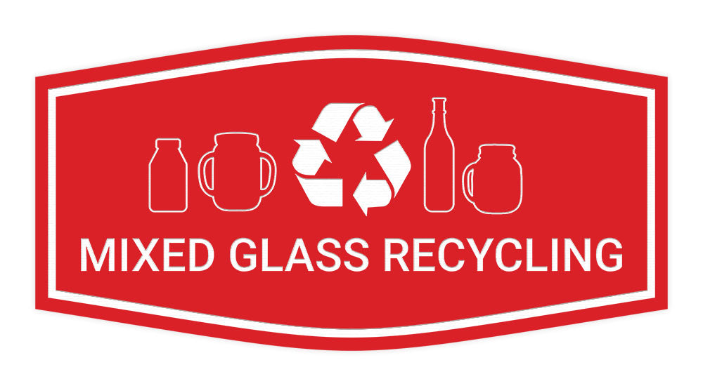 Fancy Mixed Glass Recycling Wall or Door Sign