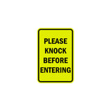 Portrait Round please knock before entering Sign with Adhesive Tape, Mounts On Any Surface, Weather Resistant
