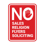 Portrait Round No Sales, No Religion, No Flyers, No Soliciting Wall or Door Sign