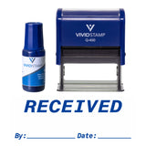 Blue Received By Date Self Inking Rubber Stamp Combo With Refill