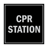 Signs ByLITA Square CPR Station Sign with Adhesive Tape, Mounts On Any Surface, Weather Resistant, Indoor/Outdoor Use