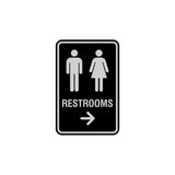 Portrait Round Restrooms Right Arrow Sign