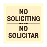 Square No Soliciting No Solicitar Sign with Adhesive Tape, Mounts On Any Surface, Weather Resistant