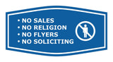 Fancy No Sales, No Religion, No Flyers, No Soliciting Wall or Door Sign