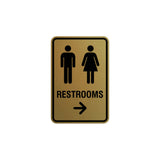 Portrait Round Restrooms Right Arrow Sign