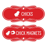 Designer Chicks and Chick Magnets, Novelty Restroom Signs (Set of 2) Wall or Door Signs