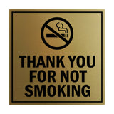Signs ByLITA Square Thank You For Not Smoking Sign with Adhesive Tape, Mounts On Any Surface, Weather Resistant, Indoor/Outdoor Use