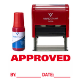 Approved By Date Self Inking Rubber Stamp Combo with Refill