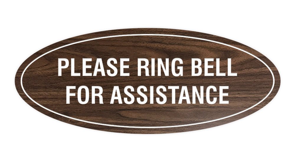 Signs ByLITA Oval Please Ring Bell For Assistance Sign