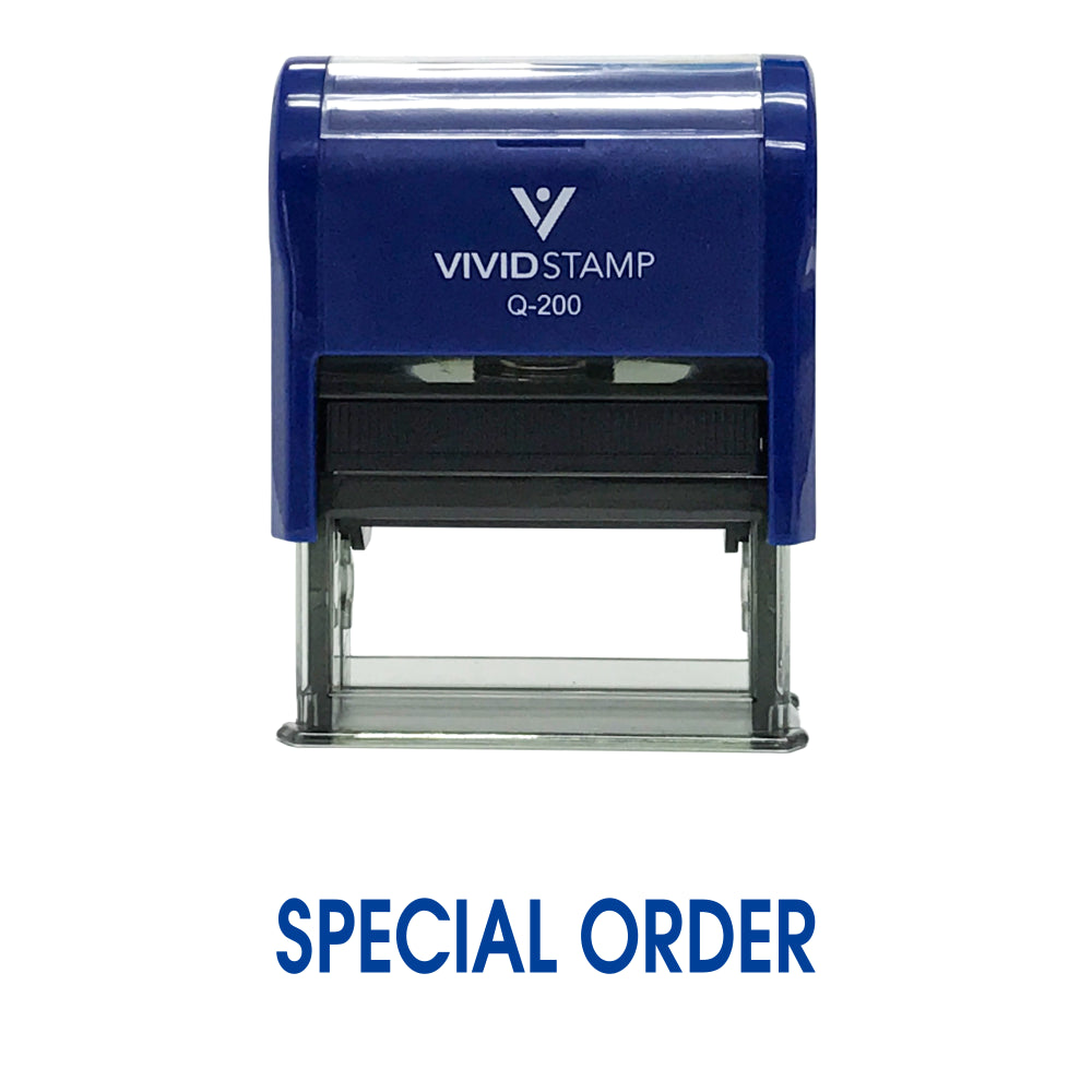 Blue Special Order Self Inking Rubber Stamp