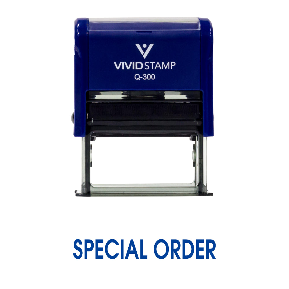Blue Special Order Self Inking Rubber Stamp