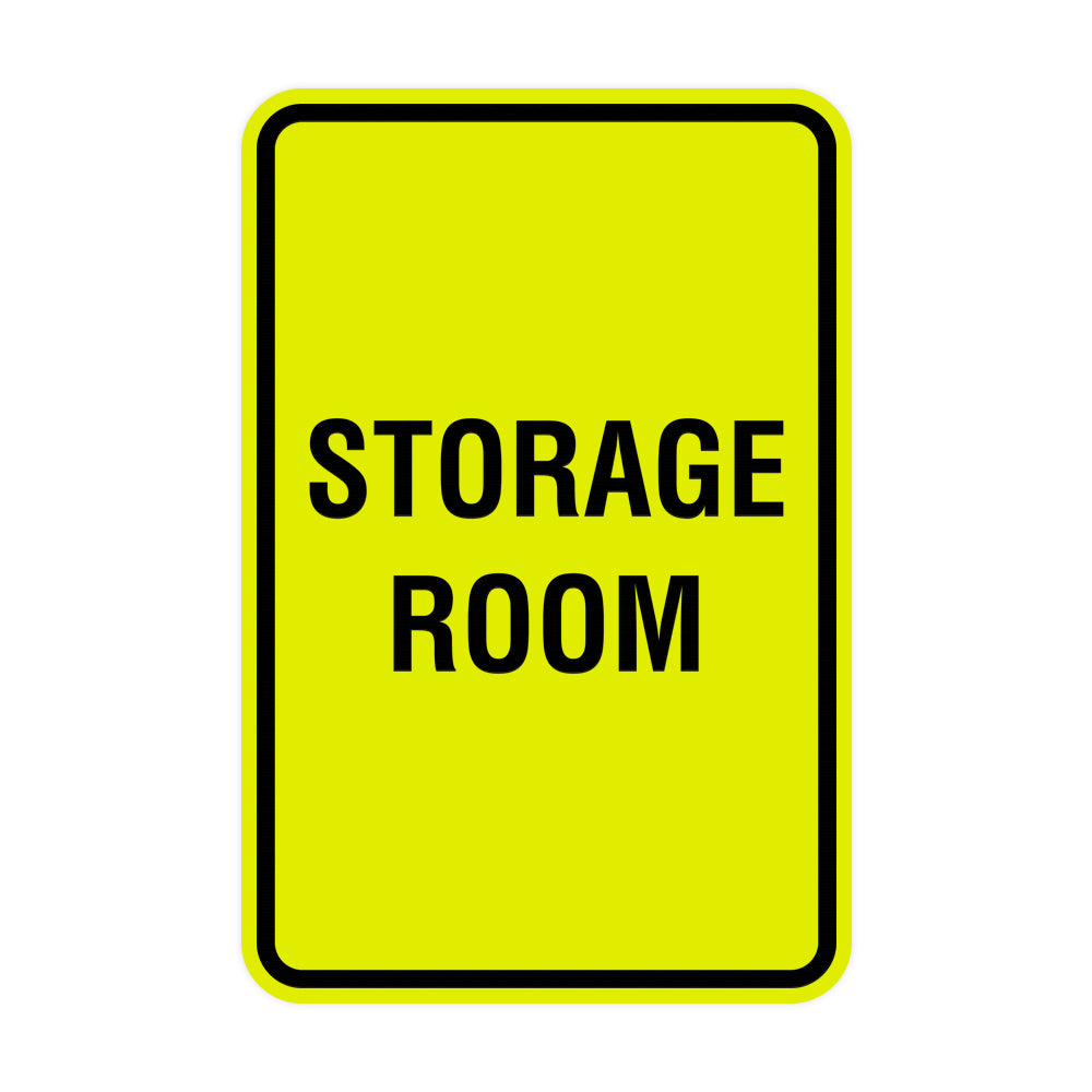 Yellow / Black Portrait Round Storage Room Sign