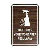 Portrait Round Wipe Down Your Work Area Regularly Sign