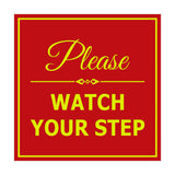 Signs ByLITA Square Classy Please Watch Your Step Sign with Adhesive Tape, Mounts On Any Surface, Weather Resistant, Indoor/Outdoor Use