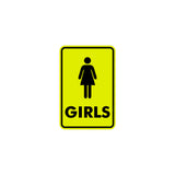 Signs ByLITA Portrait Round Girls (female bathroom icon) Sign with Adhesive Tape, Mounts On Any Surface, Weather Resistant, Indoor/Outdoor Use
