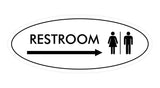 Oval Restroom Right Arrow Sign