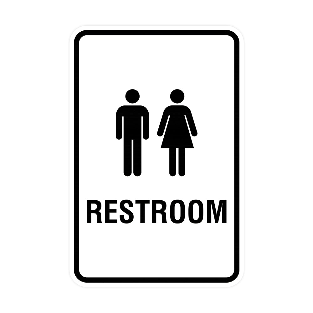 Portrait Round Unisex Restroom Sign with Adhesive Tape, Mounts On Any Surface, Weather Resistant