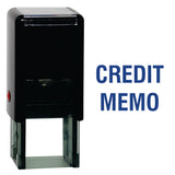 Blue Square Credit Memo Self Inking Rubber Stamp Size 1-5/8"