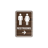 Portrait Round Restrooms Right Arrow Sign